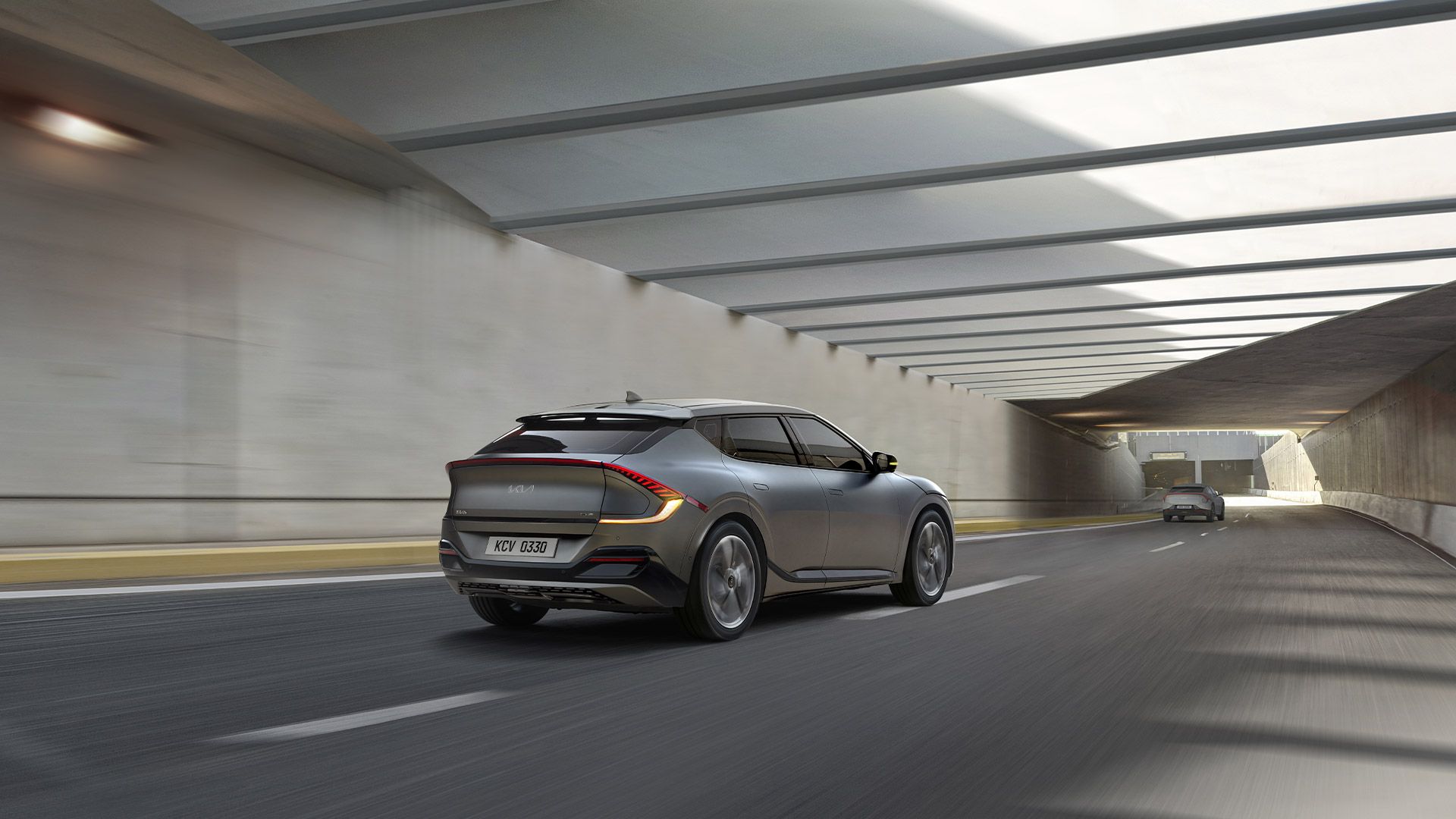 EV6 is driving down a highway